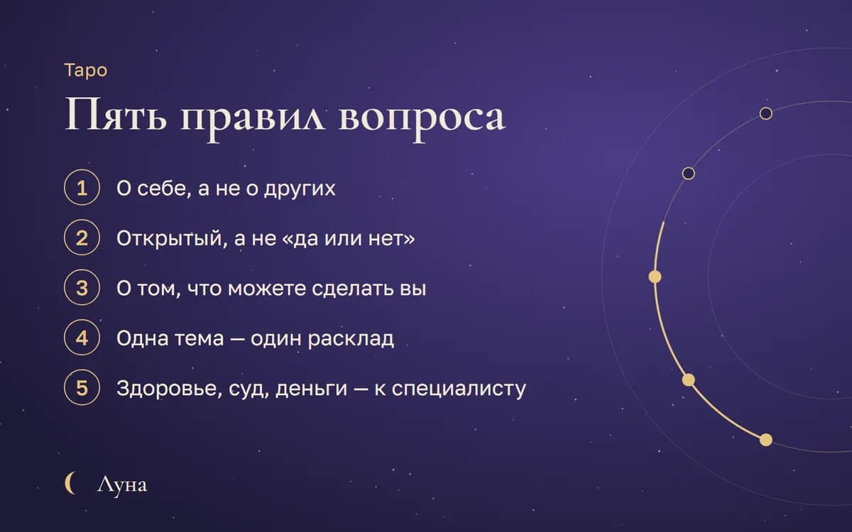 Таро: Пять правил вопроса