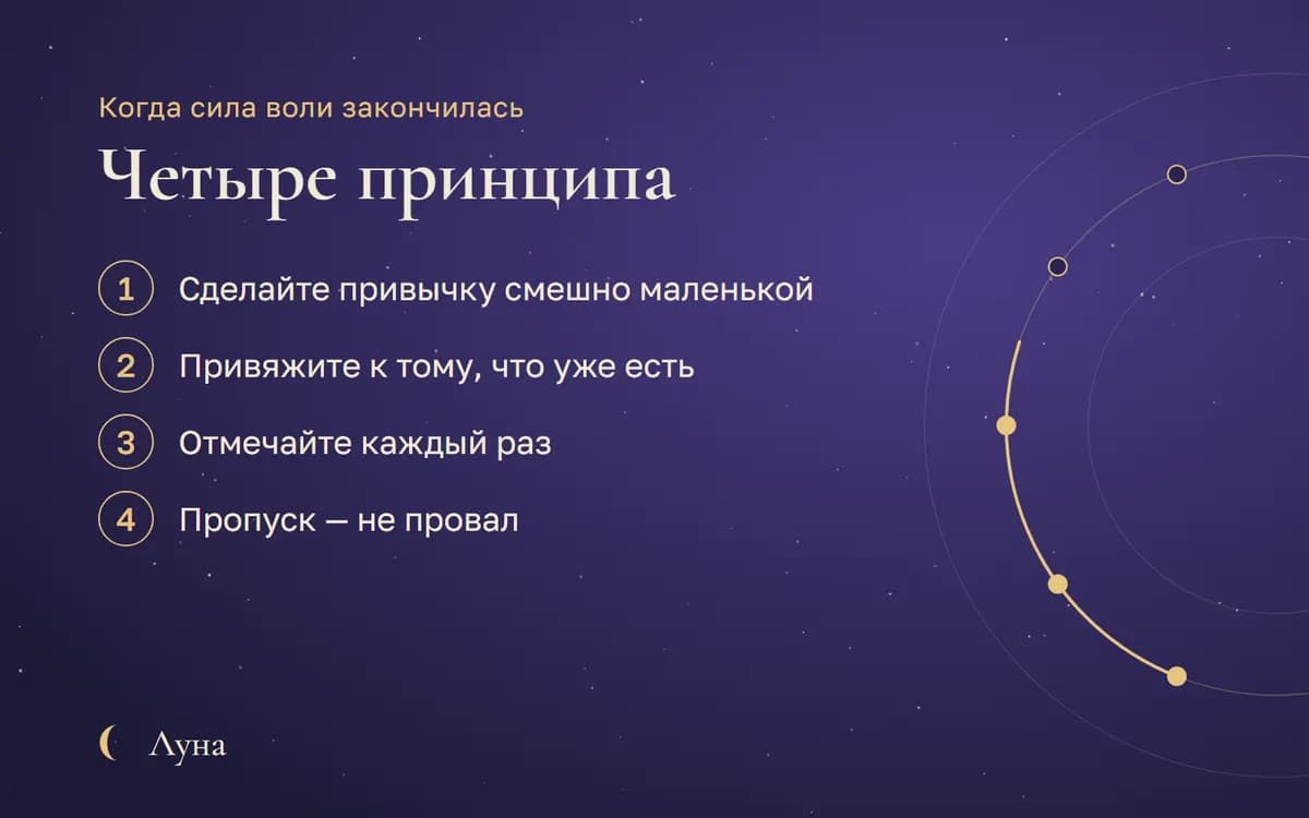 Когда сила воли закончилась: Четыре принципа